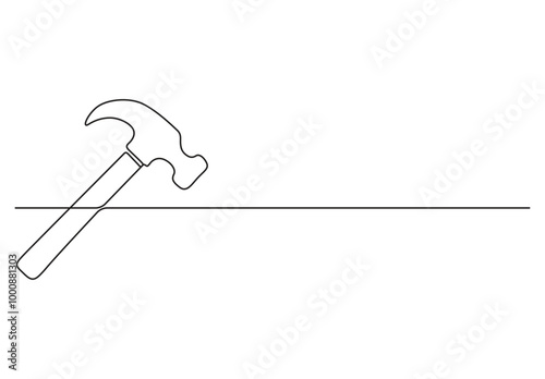 Adjustable wrench and hammer continuous one line drawing vector illustration