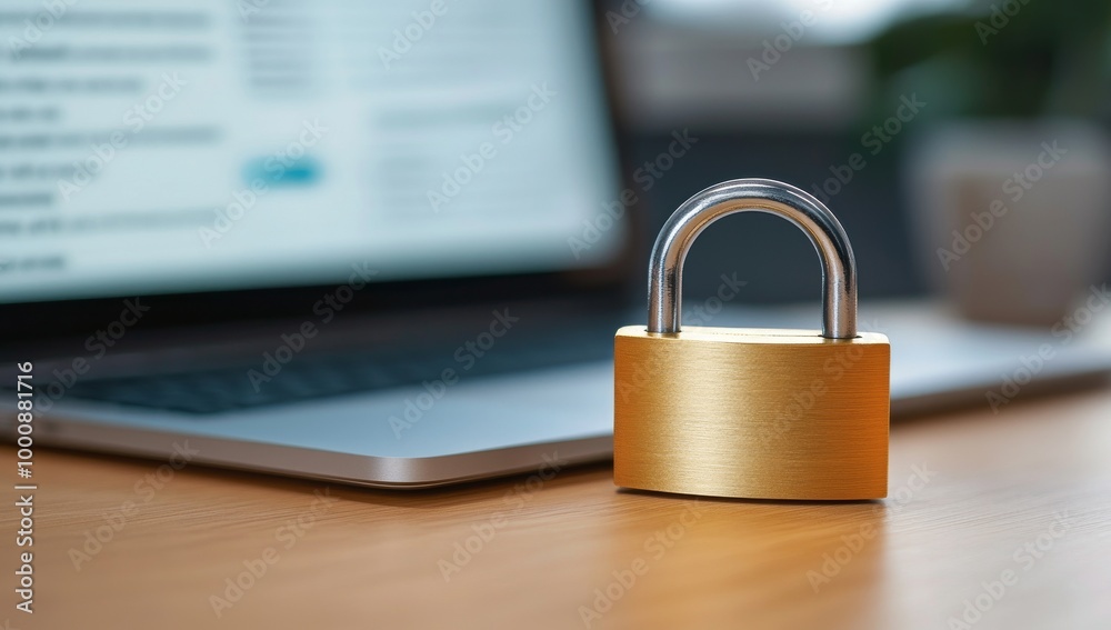 Padlock On Laptop, Symbolizing Data Security Padlock On Laptop, Symbolizing Data Security
