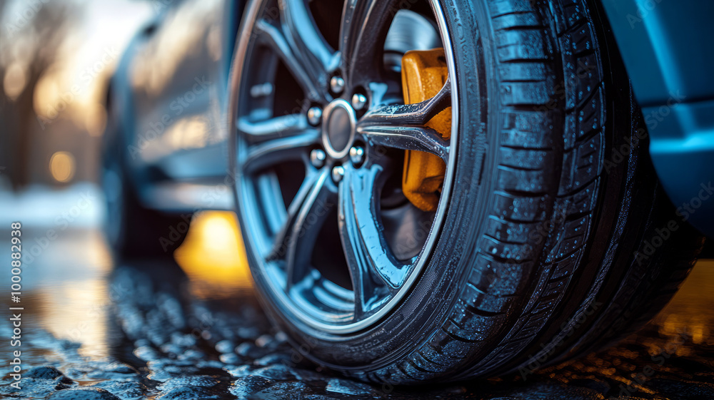 Close-up, tyre or tire thread for automobile industry, sales and mechanic. Car wheel, repair or service for vehicle safety and product purchase Close-up, tyre or tire thread for automobile industry, sales and mechanic. Car wheel, repair or service for vehicle safety and product purchase