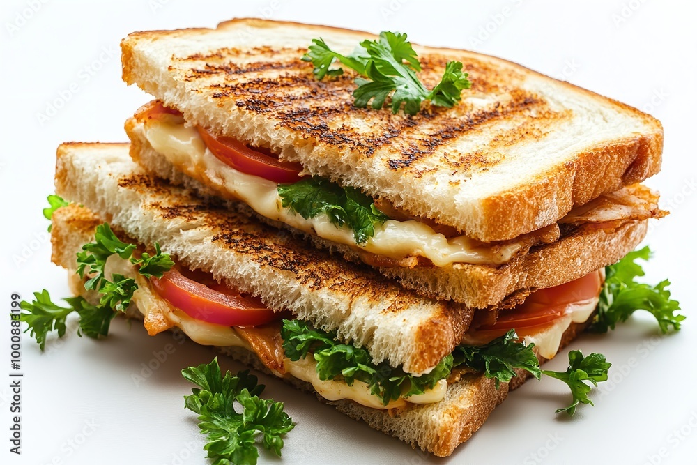 Tall Stack of slice grill on a white backdrop. Generative Ai Tall Stack of slice grill on a white backdrop. Generative Ai