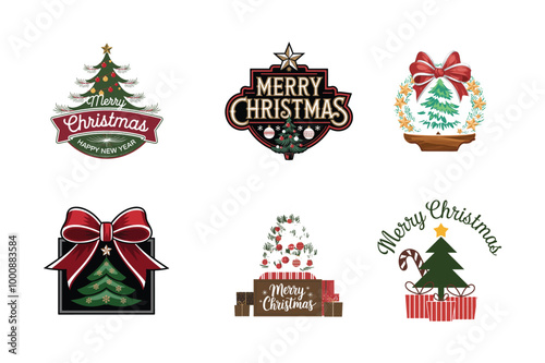 Set Christmas  quote Icons Celebrate the Season with Festive Vector Designs and Logos