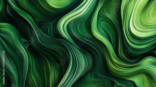 Abstract green liquid swirl pattern, modern design background.