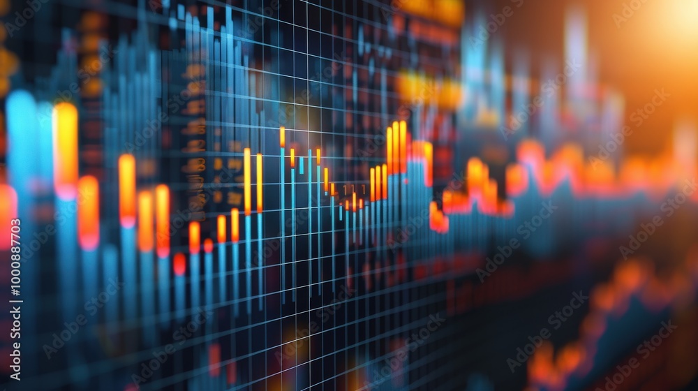 Detailed financial graphs displayed as glowing bar charts in a digital space represent advanced virtual accounting, bright colors high-tech background emphasize financial analysis and data tracking. Detailed financial graphs displayed as glowing bar charts in a digital space represent advanced virtual accounting, bright colors high-tech background emphasize financial analysis and data tracking.