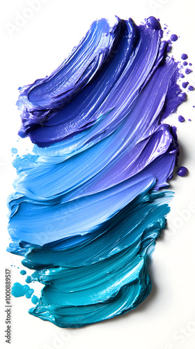 Green, Blue, and Purple Cream Strokes on White Background for Skincare