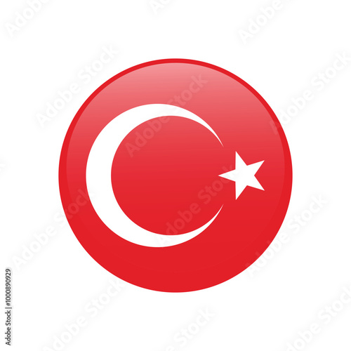 National flag of Turkey isolated on white. Vector illustration