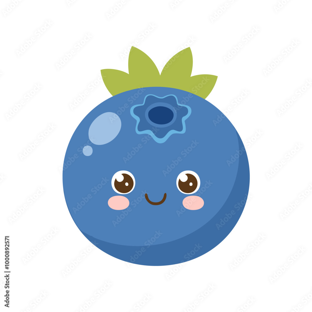 Obraz premium Blueberry Cute Cartoon Fruit Fresh Animation Kawaii Healthy Character