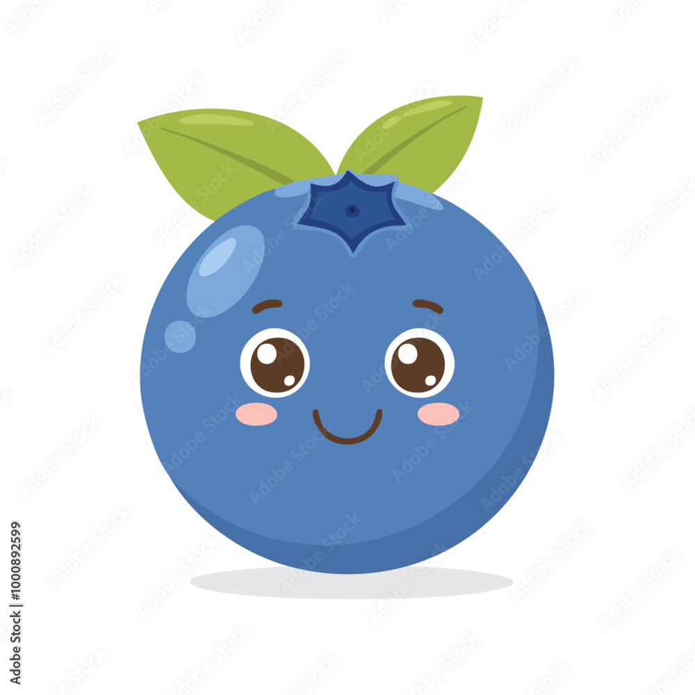 Fototapeta premium Blueberry Cute Cartoon Fruit Fresh Animation Kawaii Healthy Character 