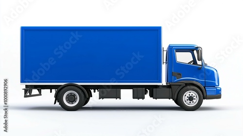 Blue Cargo Truck with White Background for Easy Use and Versatile Applications