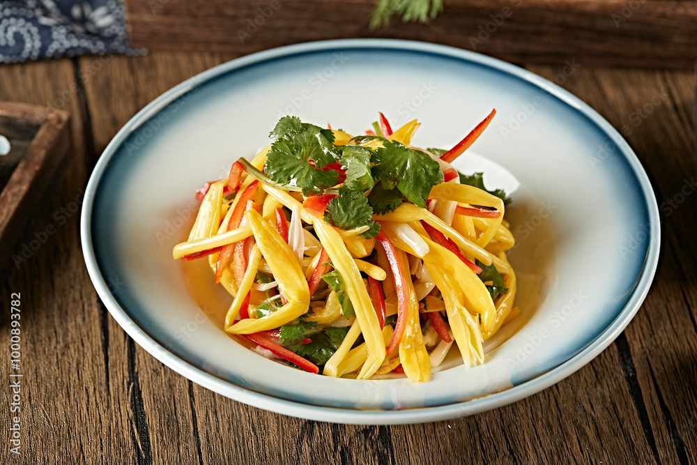 Pepper shredded coriander leaves skillfully mixed with wild daylily