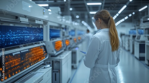 Advanced laboratory conducting CRISPR research with scientists analyzing data on screens