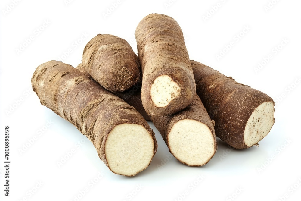 Cassava isolated on white background - generative ai Cassava isolated on white background - generative ai