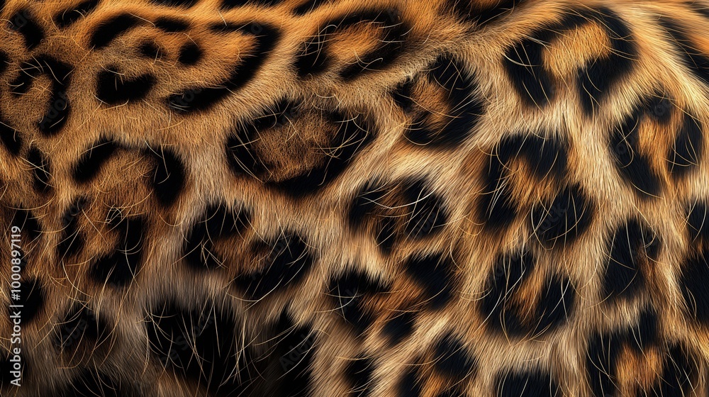 Exotic leopard fur, showing detailed spots and luxurious texture in a seamless pattern for background use. Exotic leopard fur, showing detailed spots and luxurious texture in a seamless pattern for background use.