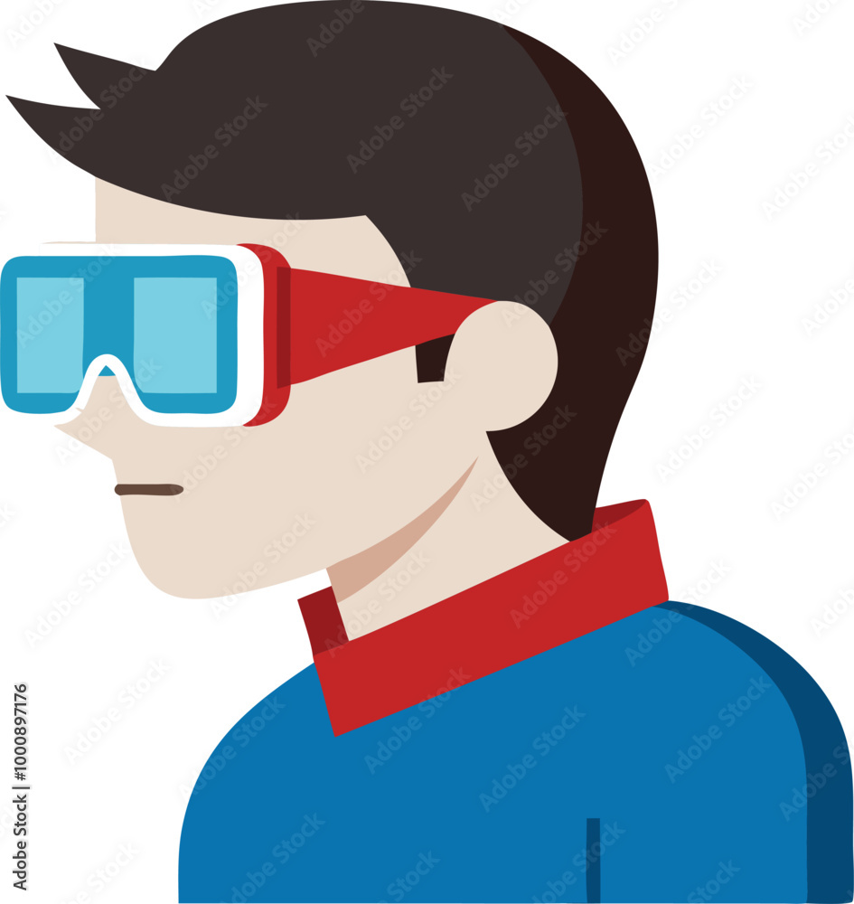 Boy wearing virtual reality goggles, symbolizing technology, gaming, and innovation Boy wearing virtual reality goggles, symbolizing technology, gaming, and innovation