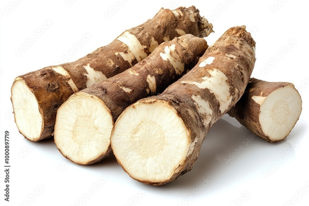 Cassava isolated on white background - generative ai Cassava isolated on white background - generative ai