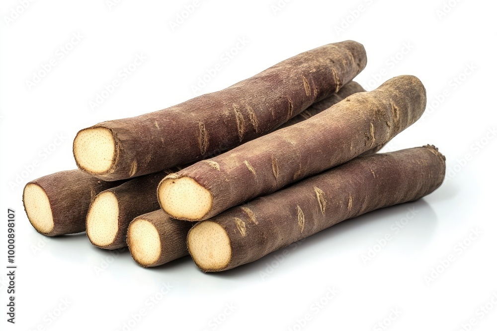 Cassava isolated on white background - generative ai Cassava isolated on white background - generative ai