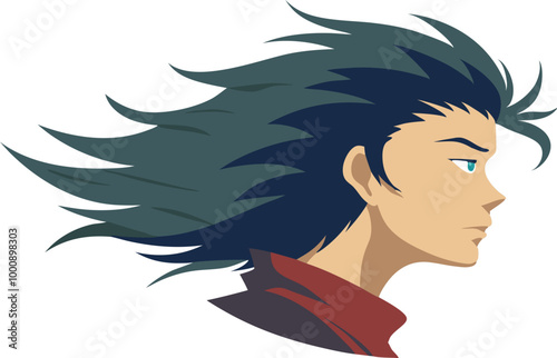 Male with windswept hair, symbolizing strength, determination, and resilience