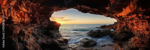 Western Australia at Sunset: View from Small Cave at Gantheaume Point, Broome photo