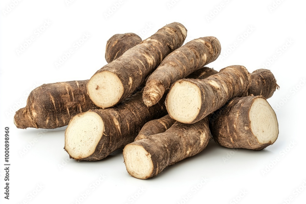Cassava isolated on white background - generative ai Cassava isolated on white background - generative ai