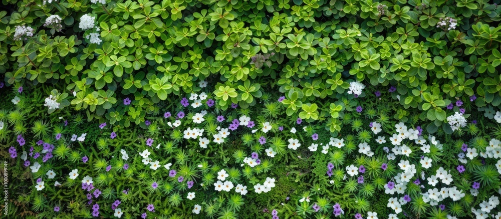 Green Bush Of White And Purple Flowers In Vancouver B C Green Bush Of White And Purple Flowers In Vancouver B C
