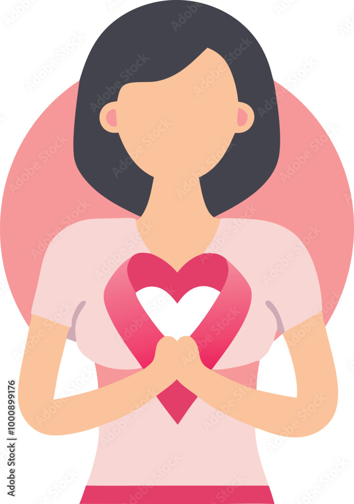 A woman holding a heart symbol to represent love and selfcare A woman holding a heart symbol to represent love and selfcare