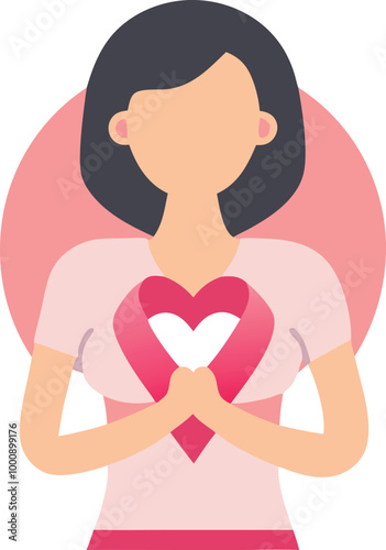 A woman holding a heart symbol to represent love and selfcare