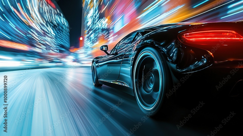 Dynamic Night City Drive with Blurred Lights Dynamic Night City Drive with Blurred Lights