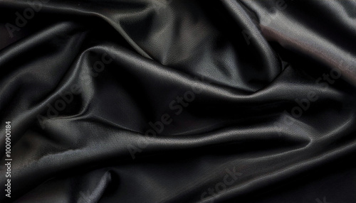 Black Satin Fabric Draped Texture