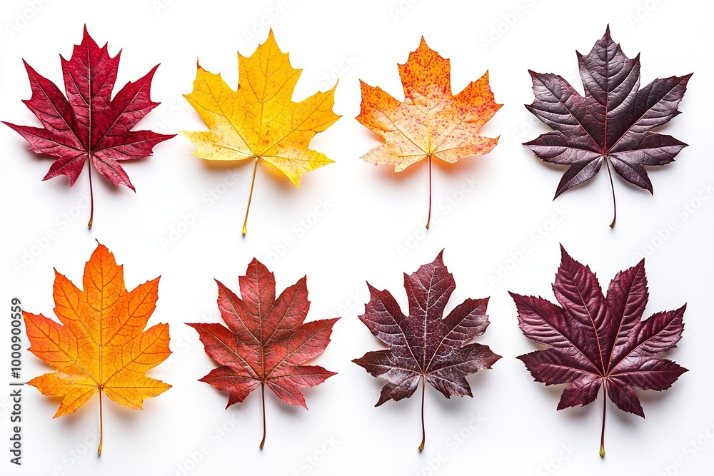 Isolate autumnal yellow, orange, crimson, maroon, and white collection set. Generative Ai Isolate autumnal yellow, orange, crimson, maroon, and white collection set. Generative Ai