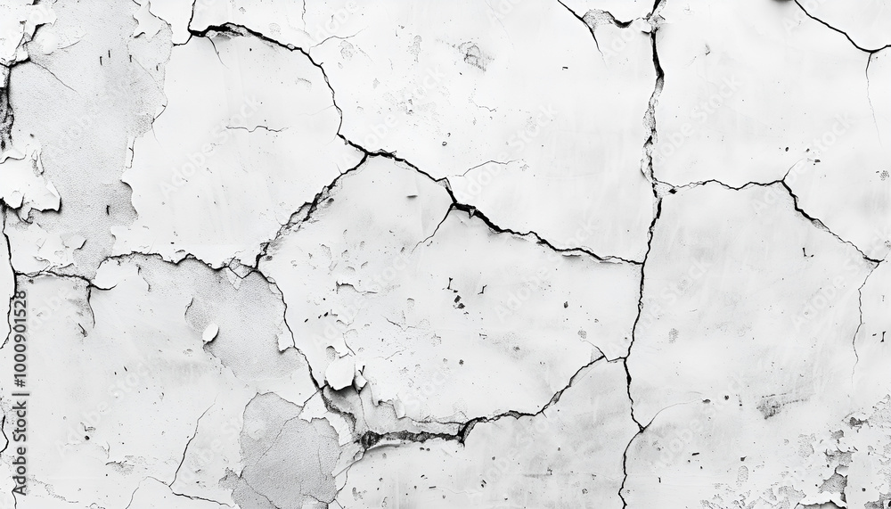 Fototapeta premium old worn crack on white concrete wall texture, Earthquake effects