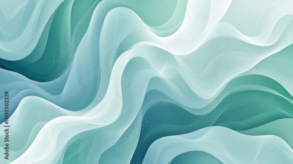 Obraz premium High-Resolution Abstract Design Emphasizing Fluid Movement and Repetition | Soothing Blues and Greens -- 16:9