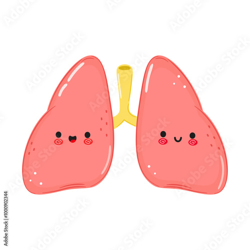 Lungs character. Vector hand drawn cartoon kawaii character illustration icon. Isolated on white background. Lungs character concept