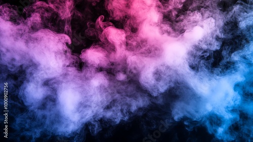 Abstract colorful smoke with red, pink and blue swirls.