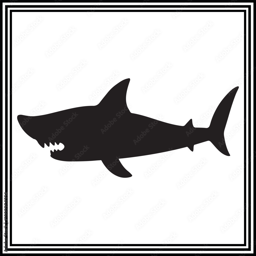 Silhouette illustration of a Shark on white background Silhouette illustration of a Shark on white background
