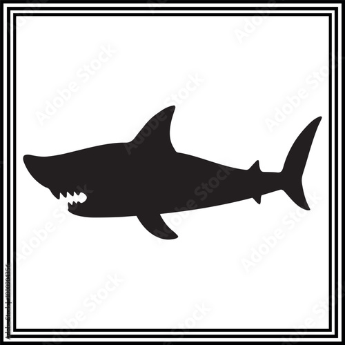 Silhouette illustration of a Shark on white background