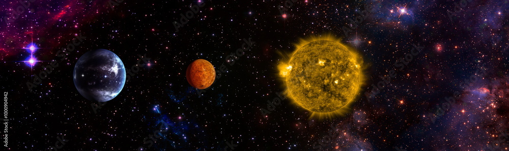 Stars of a planet and galaxy in a free space. .Magic color galaxy. Infinite universe and starry night.Elements of this image furnished by NASA