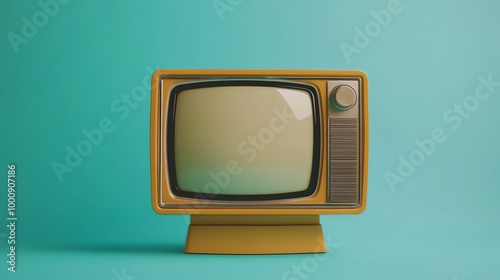 A vintage television set on a blue background.