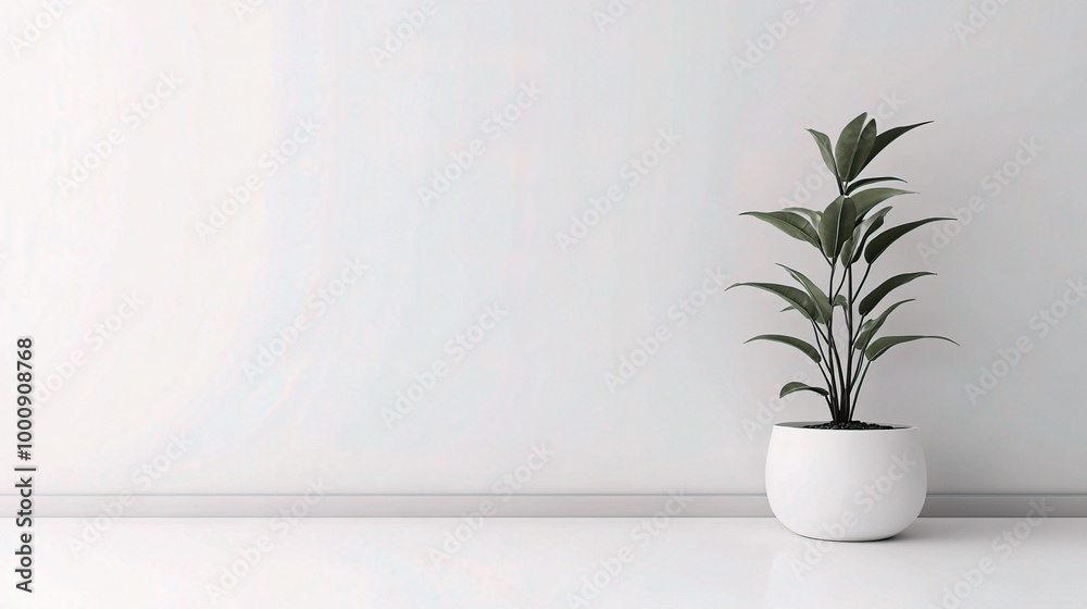 Simple Indoor Plant in Minimalist Room Setting Simple Indoor Plant in Minimalist Room Setting