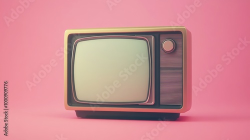 Vintage television set against a pink background.