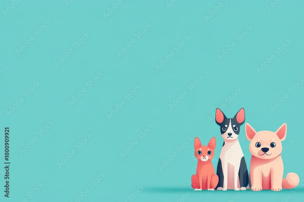 Obraz premium Pet adoption day event at a local shelter, flat design illustration