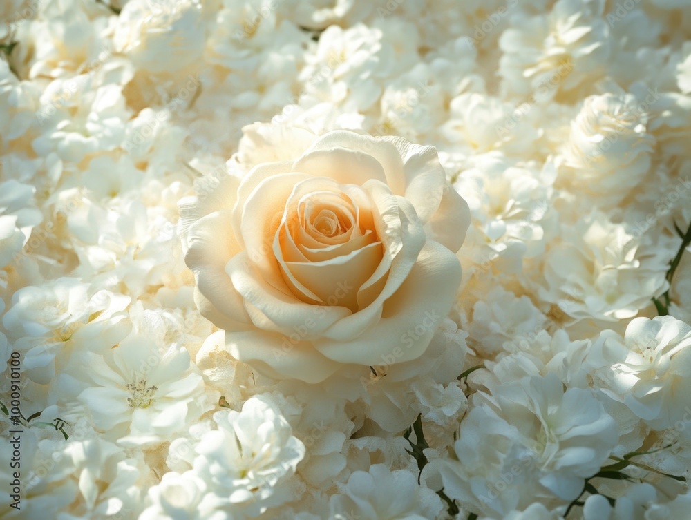 White Rose Surrounded by White Flowers White Rose Surrounded by White Flowers