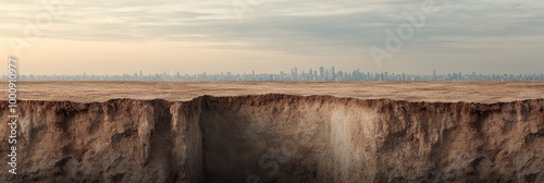Cityscape View from Cliff Edge  Dramatic Perspective