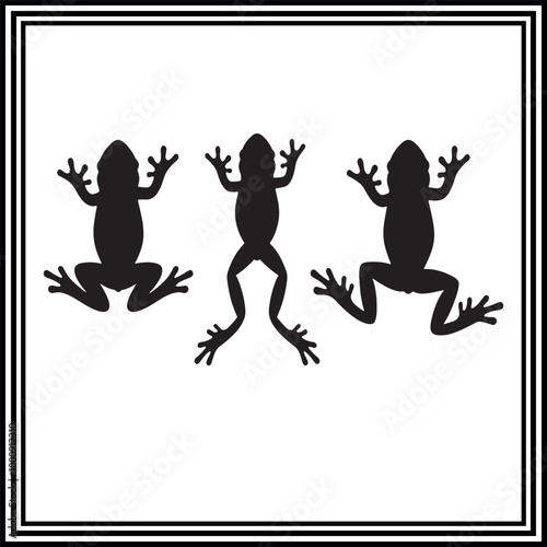 3 frog silhouette illustration on white background