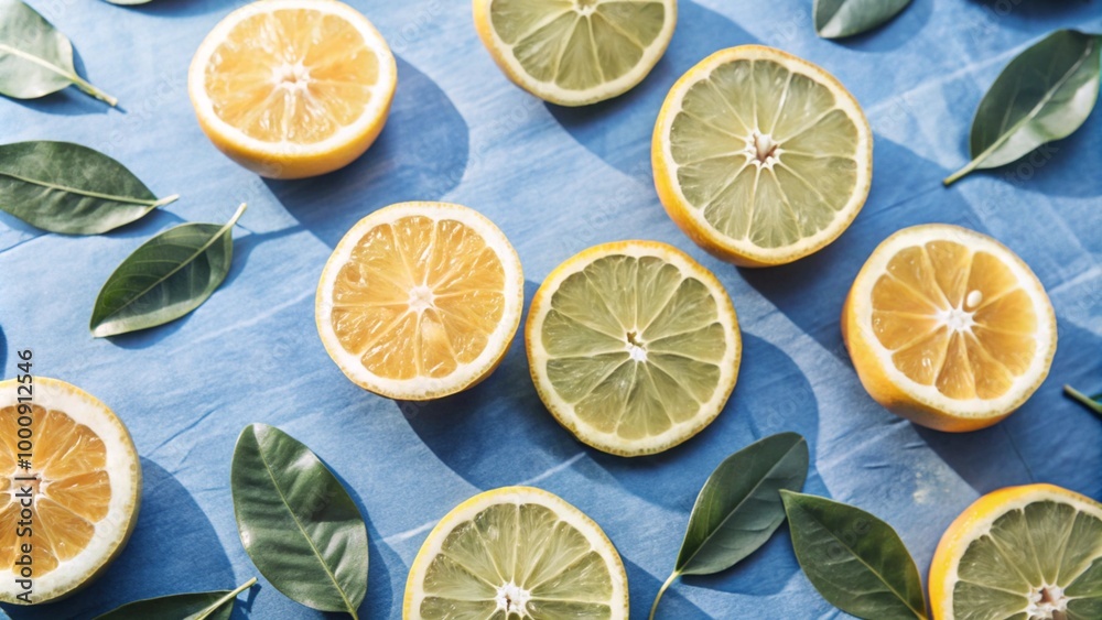 Flat lay view Slices Oranges with green leaves isolated on background, summer fruit for refreshment, Freshness Citrus oranges. Flat lay view Slices Oranges with green leaves isolated on background, summer fruit for refreshment, Freshness Citrus oranges.