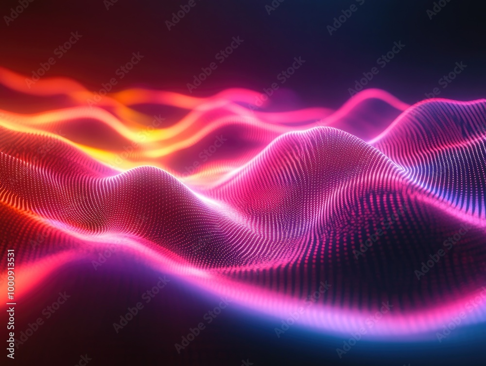 Obraz premium Colored Waves on Black Background