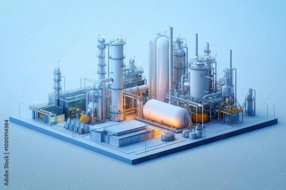 Industrial complex, white isolate background Industrial complex, white isolate background