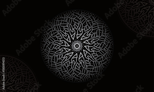 Black Mandala vector Design, minimalist Black and White Islamic Mandala Vector Design.