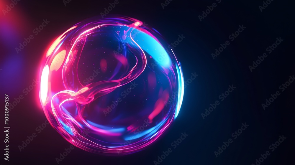 A glowing orb with pink and blue energy swirling inside. A glowing orb with pink and blue energy swirling inside.