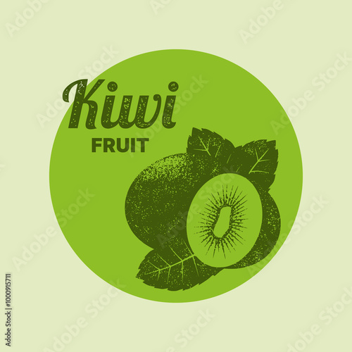 Vintage kiwi illustration, ideal for use in health food labels, it brings a fresh, natural look to packaging designs.
