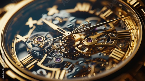 Intricate Design of Gold Plated Watch Face