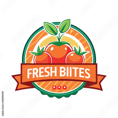 Food Restaurant logo design Retro vector illustration of a fast food label with a vintage burger and ribbon banner design